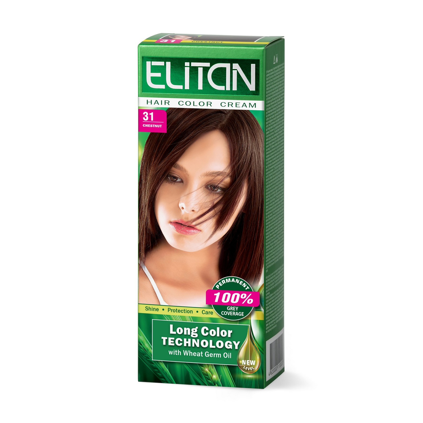 Стійка крем-фарба для волосся Elitan Hair Color Cream 31 Каштановий, 115 мл